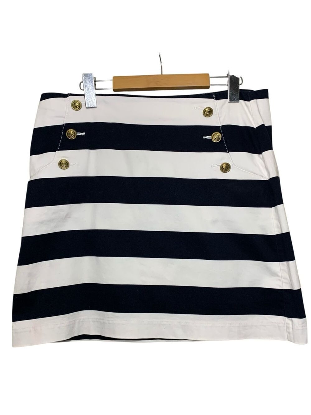 Tommy Hilfiger Nautical Striped Mini Skirt Navy White Waist 34” Coastal Preppy